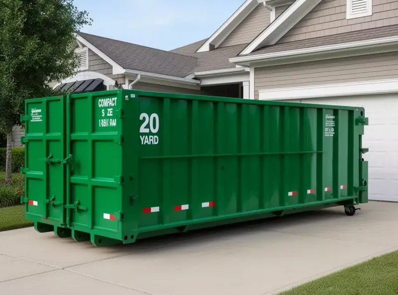 20-yard dumpster on a home driveway