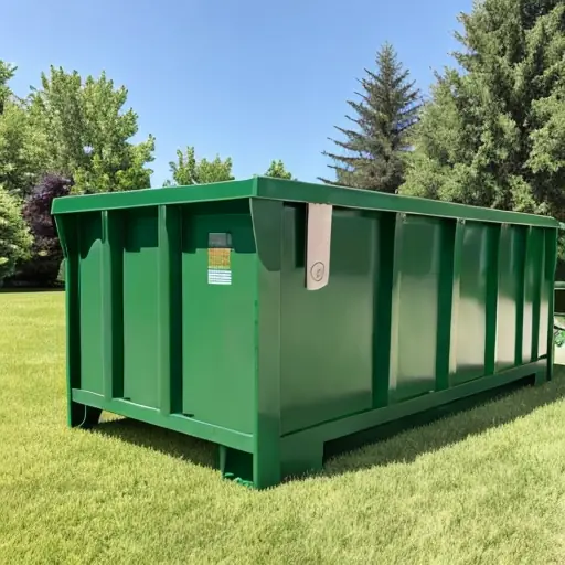 Small roll-off dumpster on a lawn